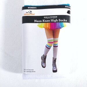 Neon Knee High Socks Women Novelty Rainbow Socks S-XL